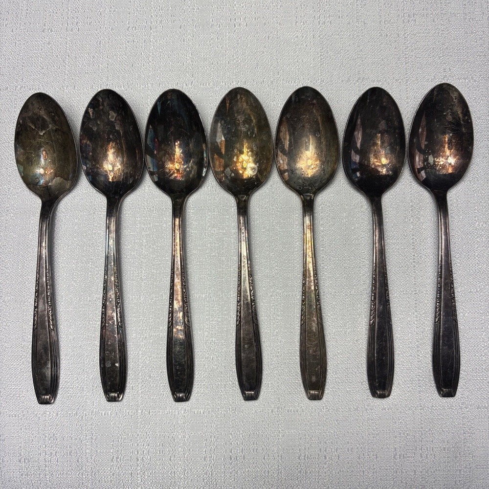 7 Harmony House SERENADE Wallace Silver‎ Plate Soup Spoons Silverware